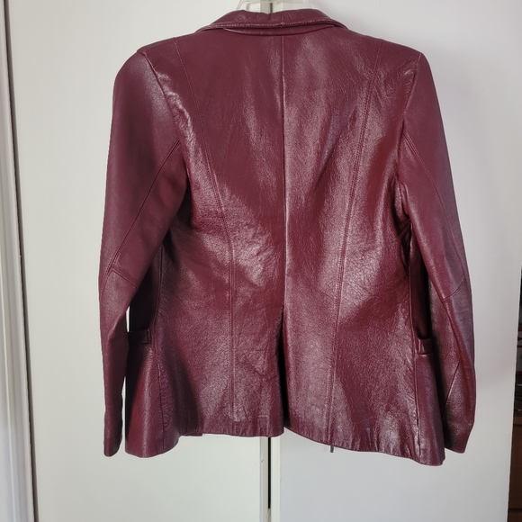 Dark Red Leather Jacket Vintage 1990s - Picture 3 of 6